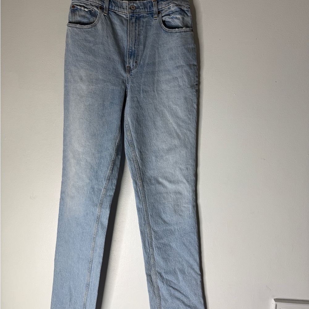 abercrombie fitch 90s‎ straight ultra high rise Size 29/8 XL Light Wash Distress